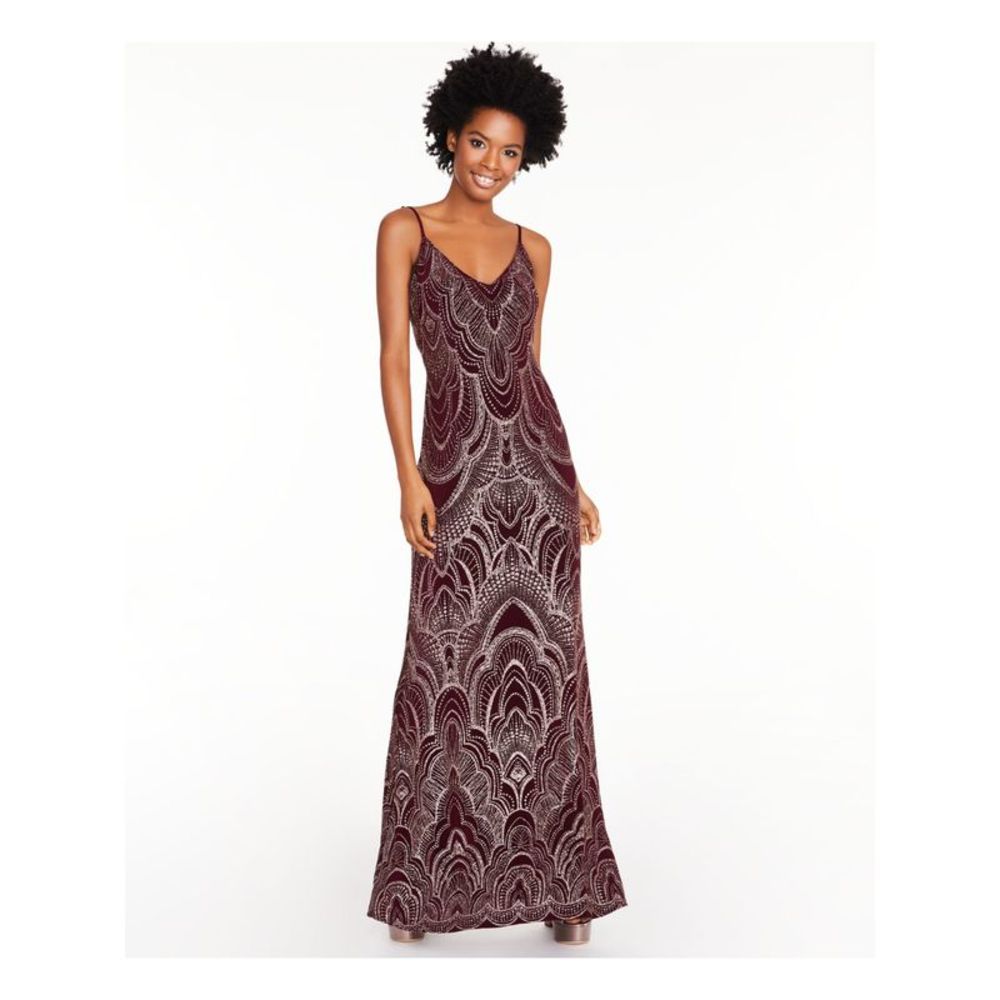 JUMP APPAREL Womens Burgundy Spaghetti Strap Formal Sheath Dress 15\16